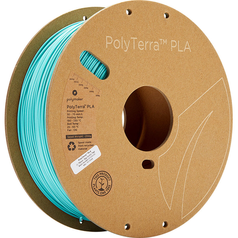 Polymaker PolyTerra PLA Eco Friendly 3D Printing Filament 2.2 lb (1.75mm Diameter, Arctic Teal)