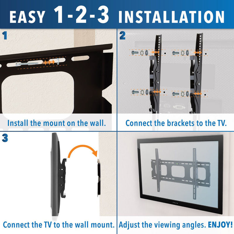 Mount-It! Heavy-Duty Tilting & Locking Low Profile TV Wall Mount for 32-65" Screens