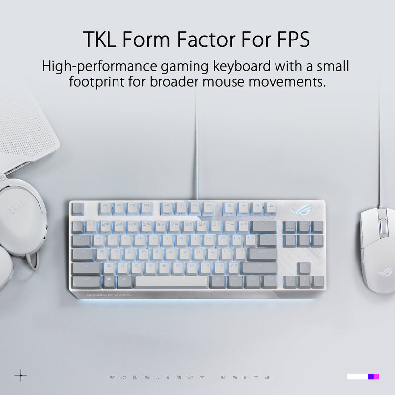 ASUS ROG Strix Scope NX TKL 80% Gaming Keyboard (Moonlight White, Red Switches)