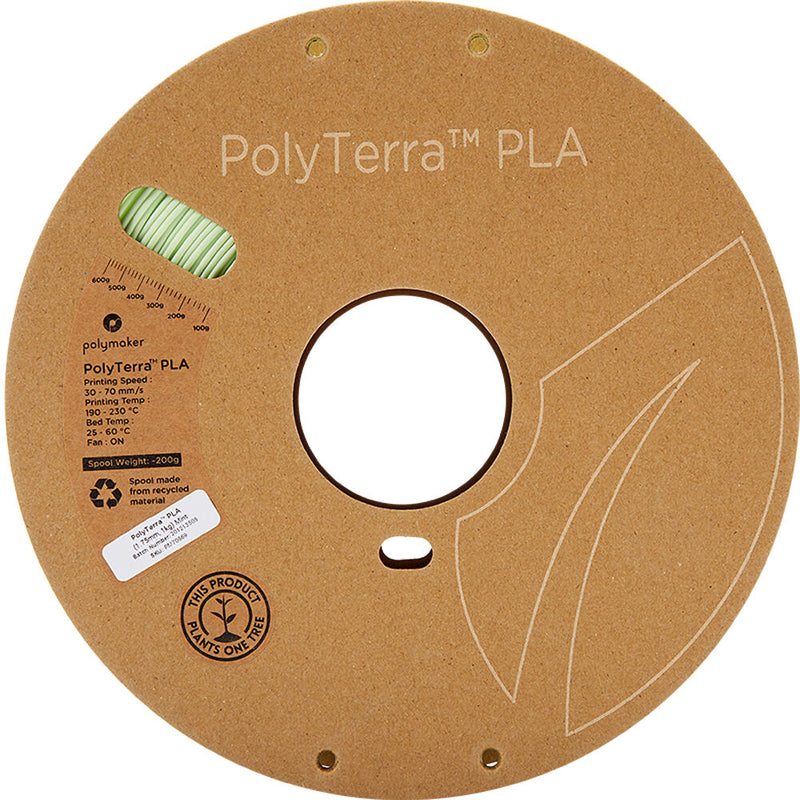 Polymaker PolyTerra PLA Eco Friendly 3D Printing Filament 2.2 lb (1.75mm Diameter, Mint)