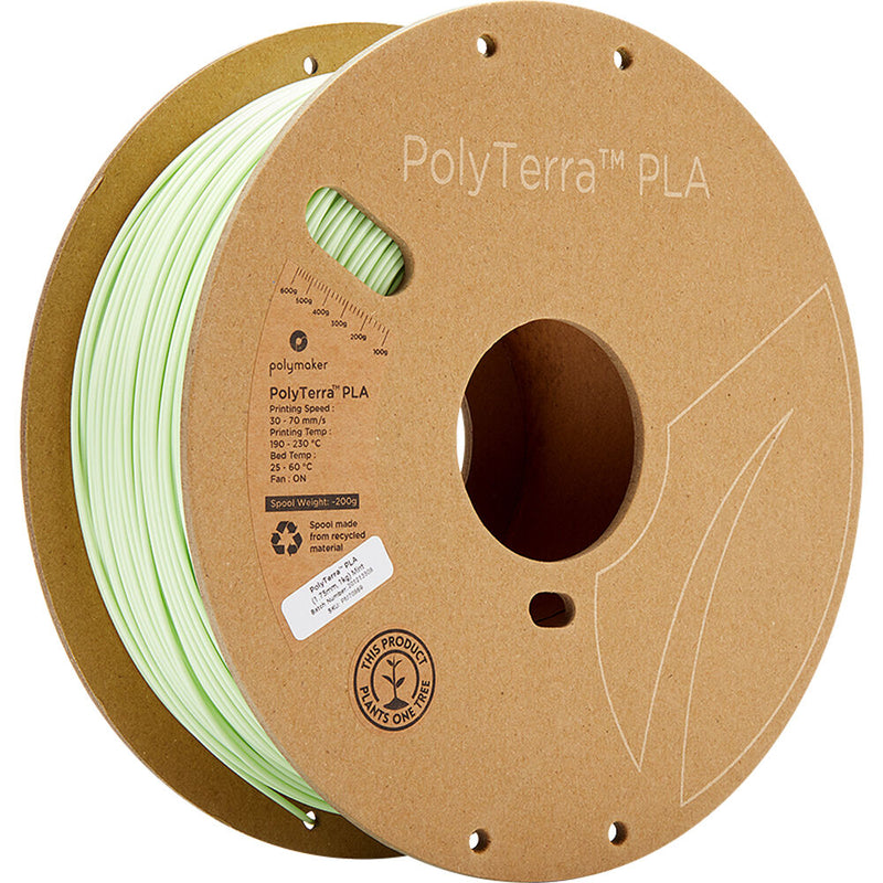 Polymaker PolyTerra PLA Eco Friendly 3D Printing Filament 2.2 lb (1.75mm Diameter, Mint)