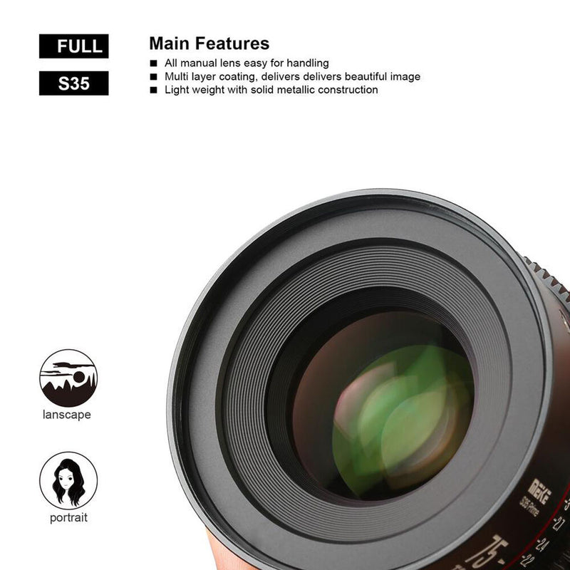 Meike 75mm T2.1 Super35 Prime Cine Lens (PL Mount)