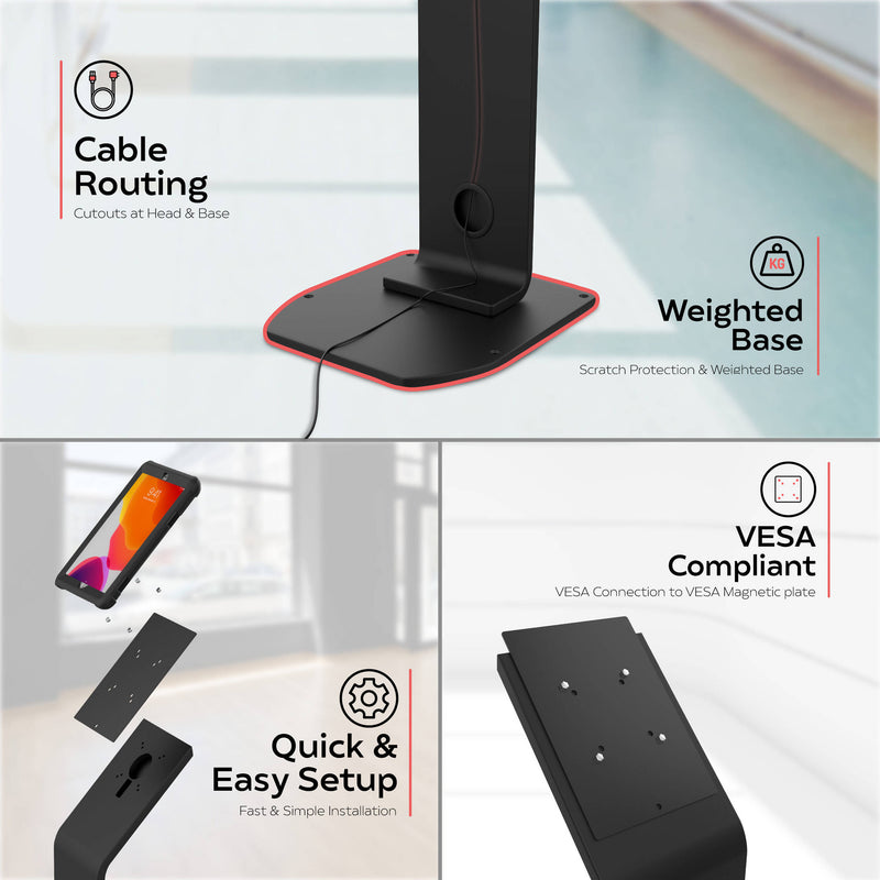 CTA Digital Locking Floor Stand for Select 10.2 to 10.9" iPads (Black)