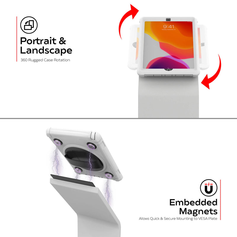 CTA Digital Locking Floor Stand for Select 10.2 to 10.9" iPads (White)