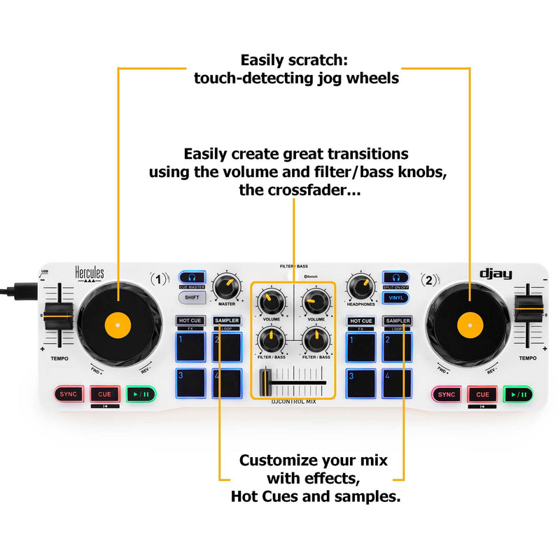Hercules DJControl Mix DJ Software Controller with Algoriddim djay App