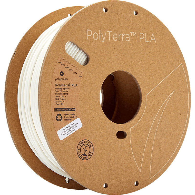 Polymaker PolyTerra PLA Eco Friendly 3D Printing Filament 2.2 lb (2.85mm Diameter, Cotton White)