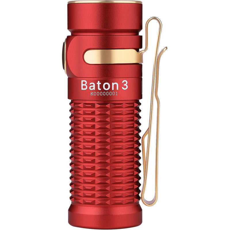 Olight Baton 3 LED Flashlight (Red)