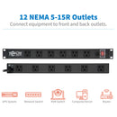 Tripp Lite 1U Rack Mount Power Strip Widely Spaced Outlet, 15 ft. (4.57 m) Cord