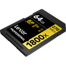 Lexar 64GB Professional 1800x UHS-II SDXC Memory Card (GOLD Series)