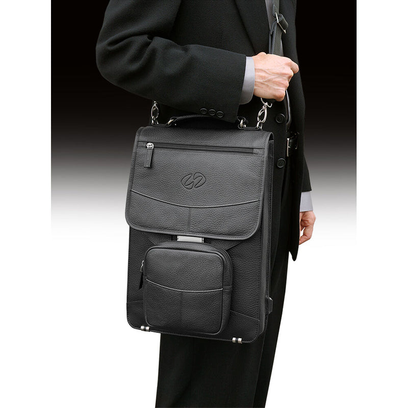 MacCase Flight Case Vertical Leather Briefcase & Backpack (Black)