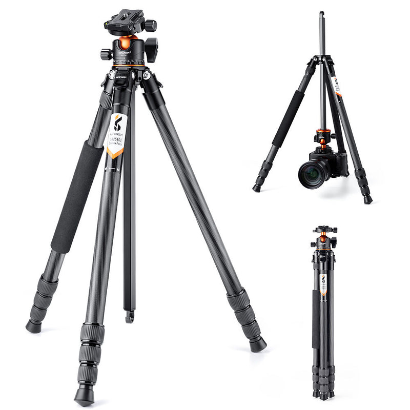 K&F Concept Professional Carbon Fiber Tripod with Monopod & Ball Head (70")