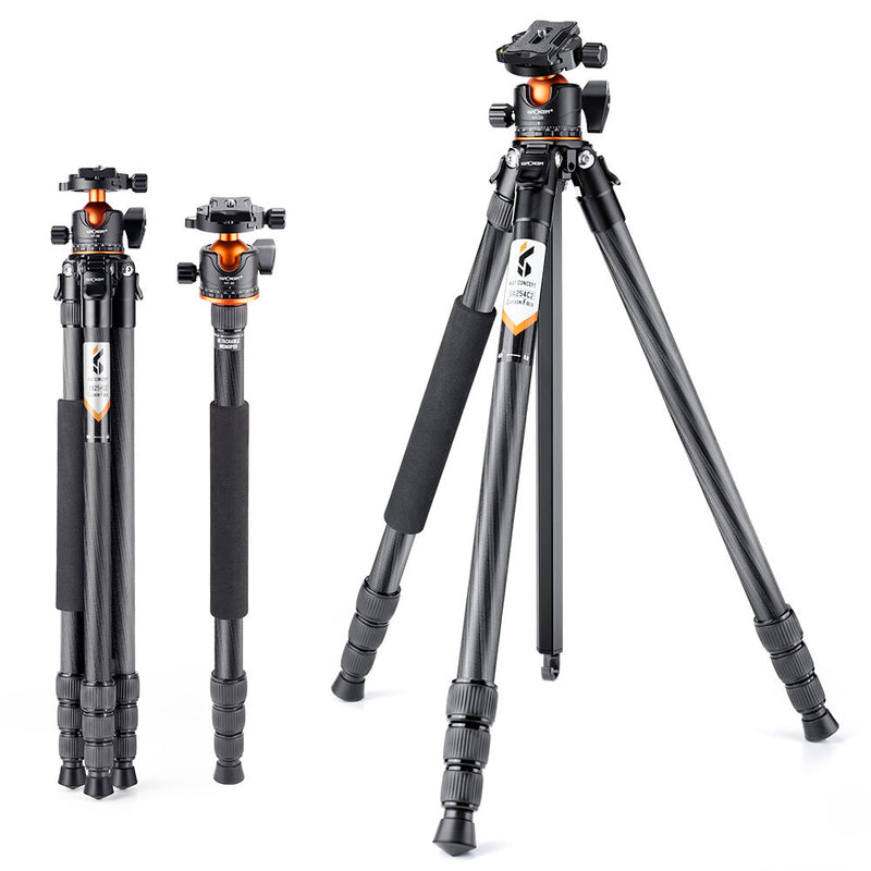 K&F Concept Professional Carbon Fiber Tripod with Monopod & Ball Head (70")