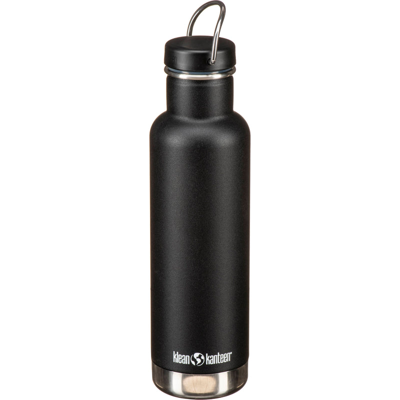 Klean Kanteen Insulated Classic Water Bottle with Loop Cap with Steel Bale (20 oz, Matte Black)