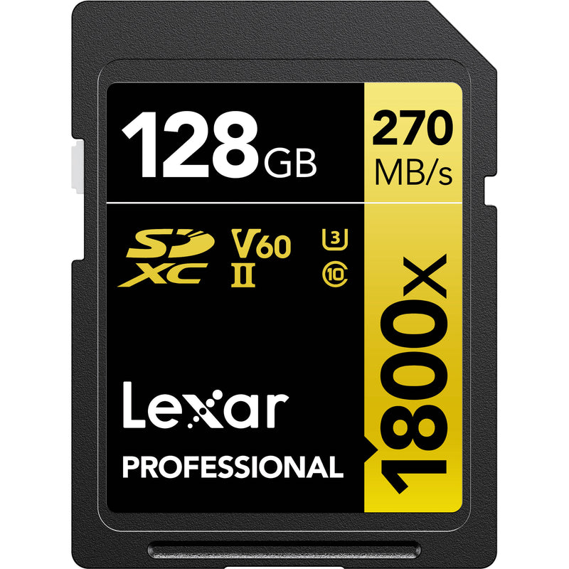 Lexar 128GB Professional 1800x UHS-II SDXC Memory Card (GOLD Series, 2-Pack)