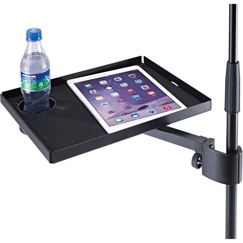 K&M 12225 Device Tray with Cup Holder for Stand (Black)