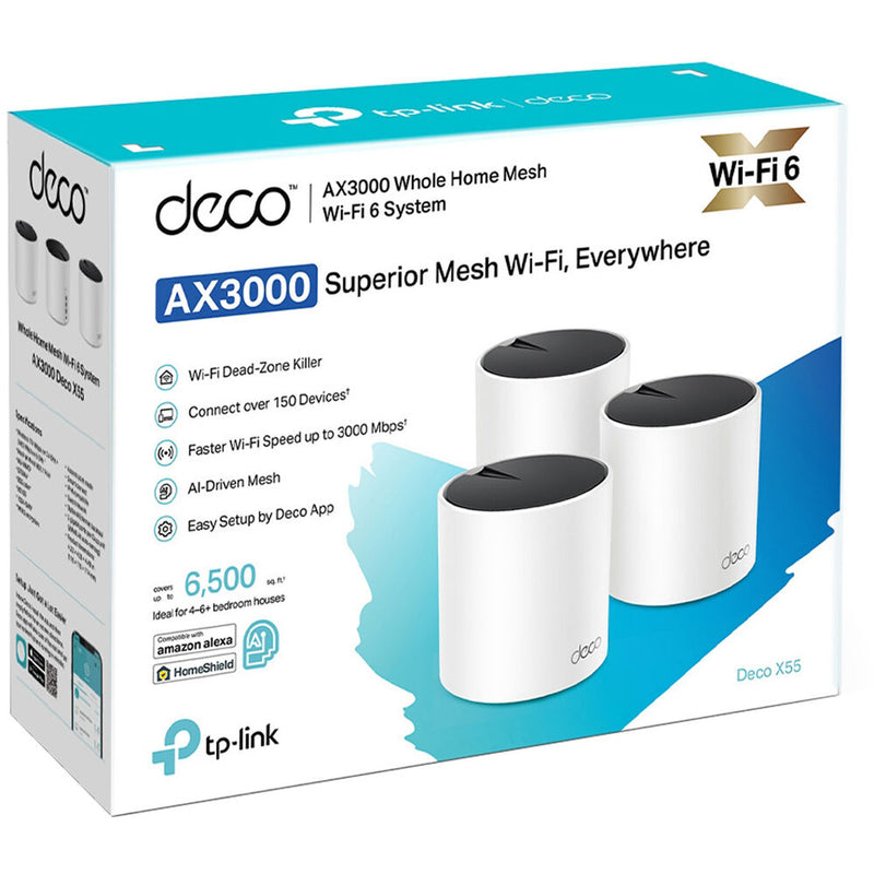 TP-Link Deco X55 AX3000 Wireless Dual-Band Gigabit Mesh Wi-Fi System (3-Pack)