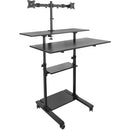 Mount-It! Height-Adjustable Rolling Standing Desk with Dual Monitor Mounts (Black)