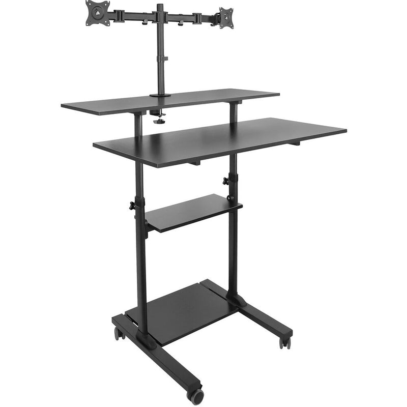Mount-It! Height-Adjustable Rolling Standing Desk with Dual Monitor Mounts (Black)