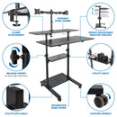 Mount-It! Height-Adjustable Rolling Standing Desk with Dual Monitor Mounts (Black)