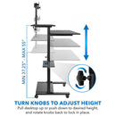 Mount-It! Height-Adjustable Rolling Standing Desk with Dual Monitor Mounts (Black)