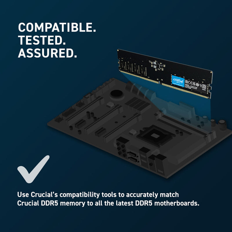 Crucial 32GB DDR5 4800 MHz UDIMM Memory Kit (2 x 16GB)