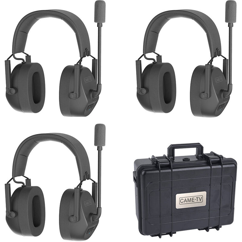 CAME-TV Kuminik8 Full-Duplex Wireless DECT Intercom System with 3 Dual-Ear Headsets (1.78 to 1.93 GHz, US)