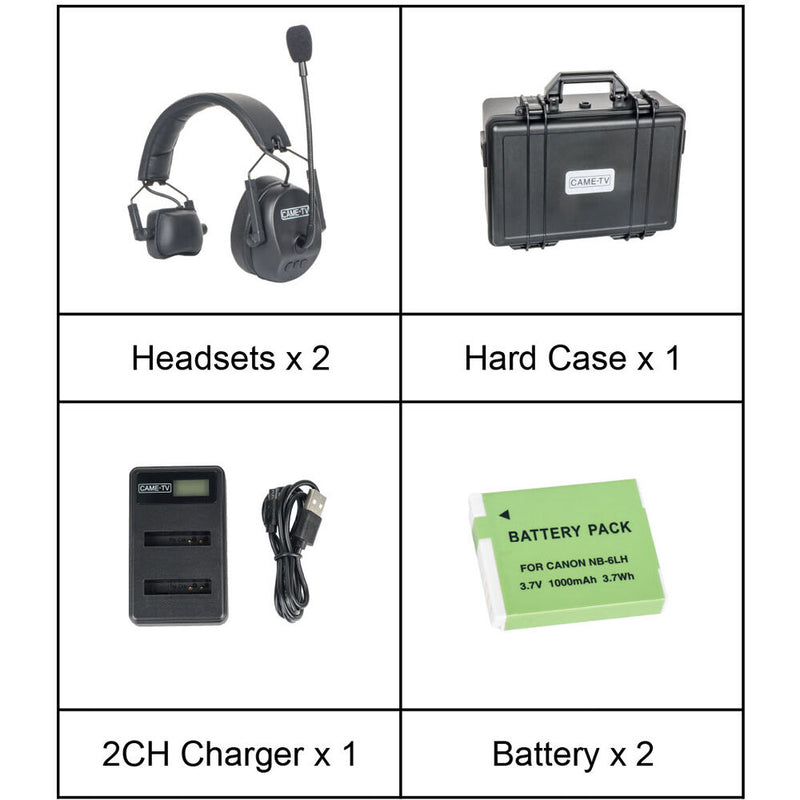 CAME-TV Kuminik8 Full-Duplex Wireless DECT Intercom System with 2 Single-Ear Headsets (1.78 to 1.93 GHz, EU)