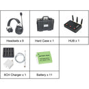 CAME-TV Kuminik8 Full-Duplex Wireless DECT Intercom System with 9 Single-Ear Headsets & HUB (1.78 to 1.93 GHz, EU)
