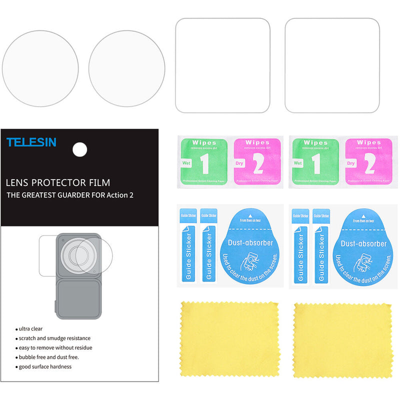 TELESIN HD Power Combo Screen Protector Bundle for DJI Action 2