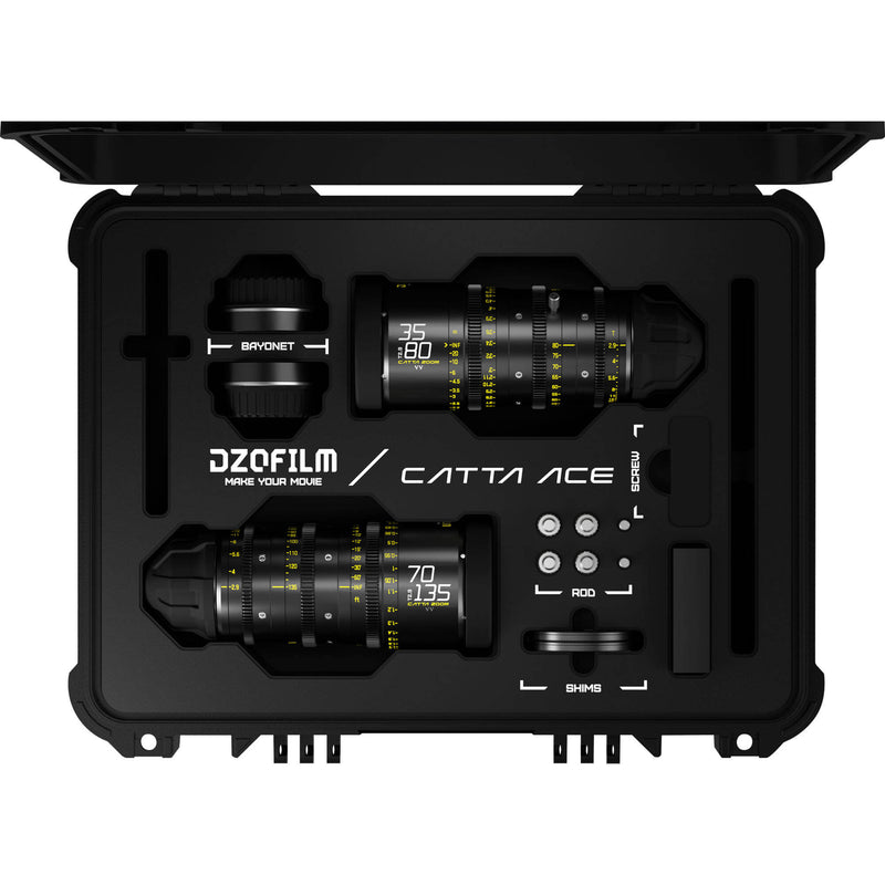 DZOFilm Catta Ace FF 35-80 & 70-135mm T2.9 Zoom Lens Bundle (PL/EF, Black)