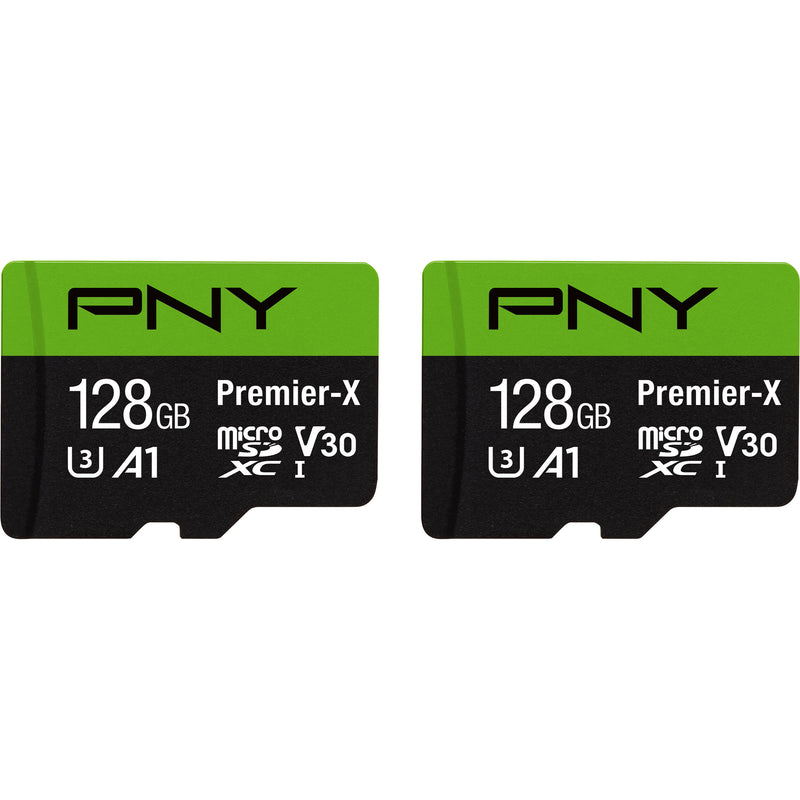 PNY 128GB Premier-X UHS-I microSDXC Memory Card with SD Adapter (2-Pack)