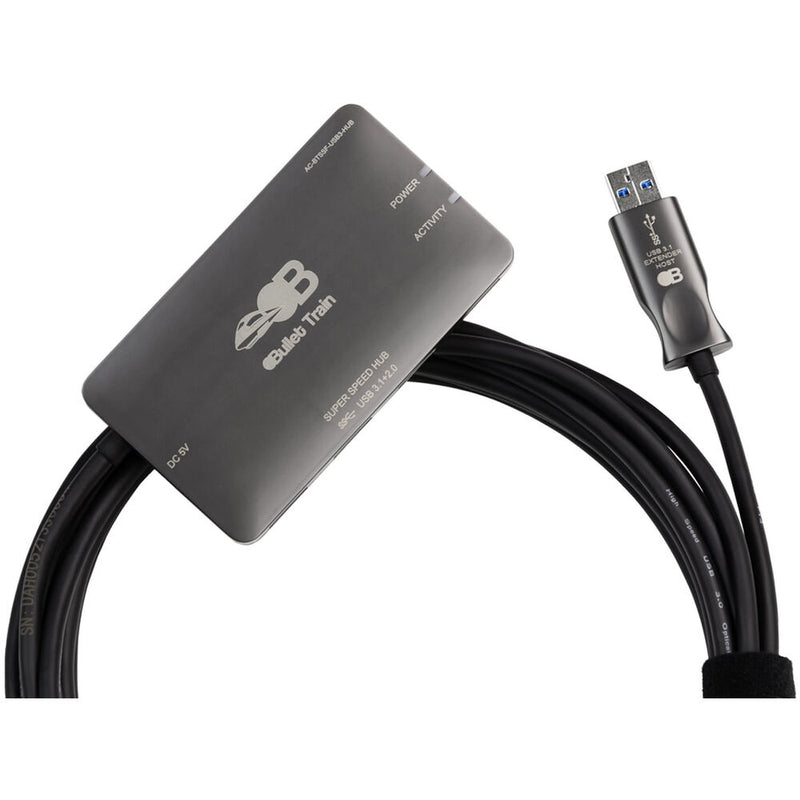 Bullet Train USB 3.1 Gen 1 Fiber Optic Extension Cable with 4-Port Hub (49.2')