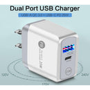 Tera Grand 25W Dual-Port USB Type-C and Type-A Charger with Quick Charge 3.0