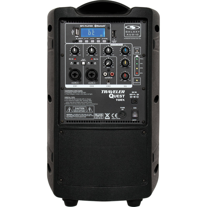 Galaxy Audio Traveler Quest TQ8X PA with GTU-HHP5AB Wireless Mic System (A & B: 524.5 to 594.5 MHz)