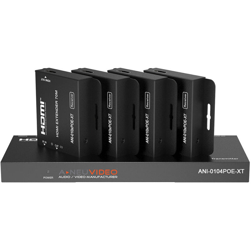 A-Neuvideo 1 x 4 HDMI 4K30/1080p Cat 6 Extender Splitter with 4 Receivers
