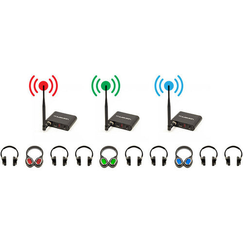 VocoPro SilentDisco-310 System with 3 Transmitters and 10 Wireless LED Headphones (900 MHz)