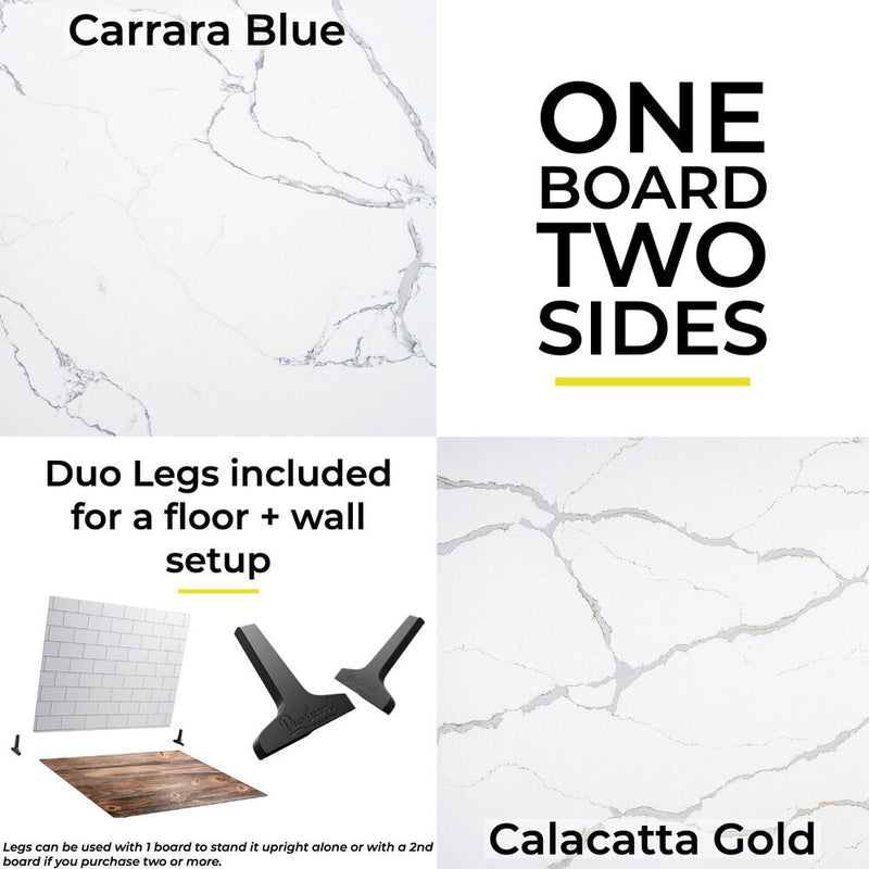 V-FLAT WORLD 24 x 24" Duo-Board Double-Sided Background (Carrara Blue/Calacatta Gold)
