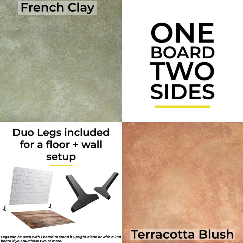 V-FLAT WORLD 24 x 24" Duo-Board Double-Sided Background (French Clay/Terracotta Blush)