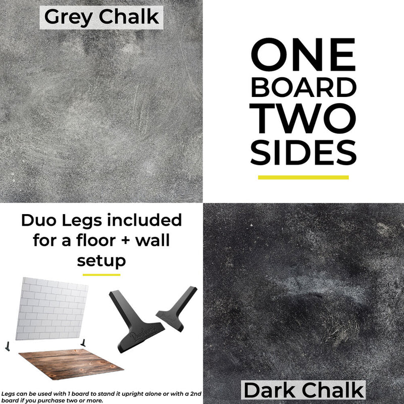 V-FLAT WORLD 24 x 24" Duo-Board Double-Sided Background (Gray Chalk/Dark Chalk)