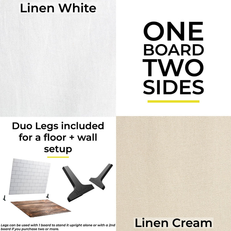 V-FLAT WORLD 24 x 24" Duo-Board Double-Sided Background (Linen White/Linen Cream)