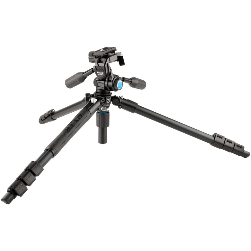 Slik Pro AL-324-3WFC Aluminum 4-Section Tripod with Arca-Type 3-Way Pan-Tilt Head