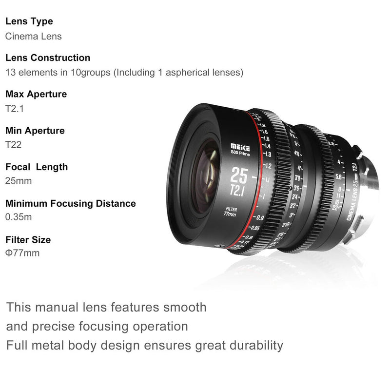 Meike 25mm T2.1 Super35 Prime Cine Lens (EF Mount)