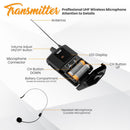 Pyle Pro PDWMU112 Wireless UHF Microphone System with Lavalier Mic, Headset Mic & Plug-In Receiver