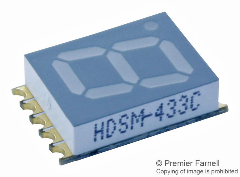 BROADCOM LIMITED HDSM-281C 7 Segment LED Display, Surface Mount, Red, 20 mA, 2 V, 7.5 mcd, 1, 7 mm