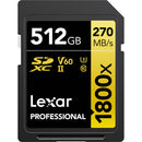 Lexar 512GB Professional 1800x UHS-II SDXC Memory Card (GOLD Series)