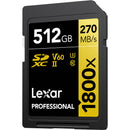 Lexar 512GB Professional 1800x UHS-II SDXC Memory Card (GOLD Series)