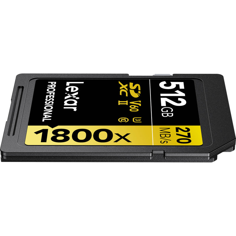 Lexar 512GB Professional 1800x UHS-II SDXC Memory Card (GOLD Series)