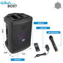 Pyle Pro 15" 2-Way 500W Portable Bluetooth PA Speaker with Wireless Mic and Light Show