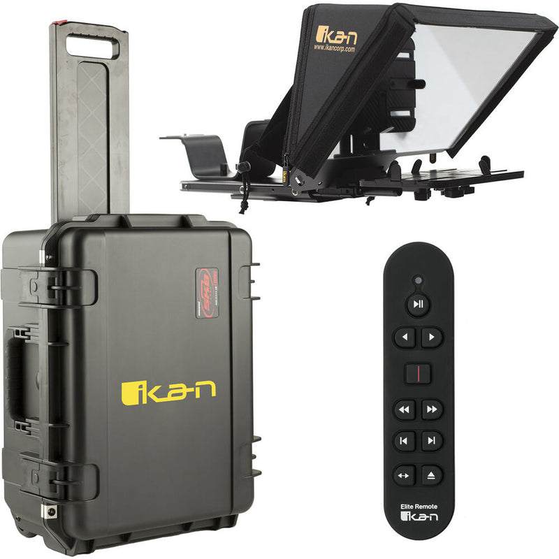 ikan Elite Pro Universal Teleprompter for iPad and iPad Pro with Bluetooth Remote & Rolling Hard Case (Version 2)