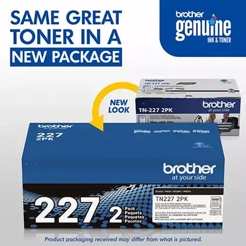 Brother TN227 High Yield Black Toner Cartridge Kit (2-Pack)